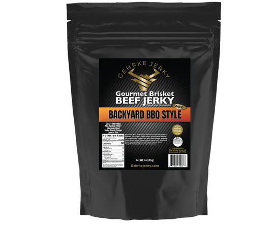 Backyard BBQ Beef Brisket Premium Tender Gehrke Jerky 3 OZ. Bag
