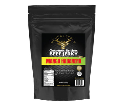 Mango Habanro Beef Brisket Premium Tender Gehrke Jerky 3 OZ. Bag
