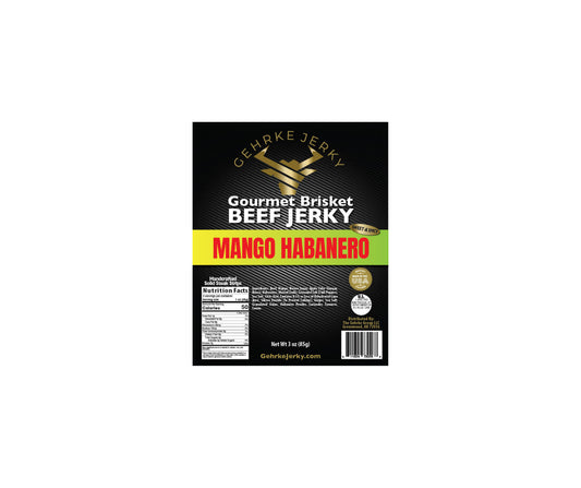 Mango Habanro Beef Brisket Premium Tender Gehrke Jerky 3 OZ. Bag